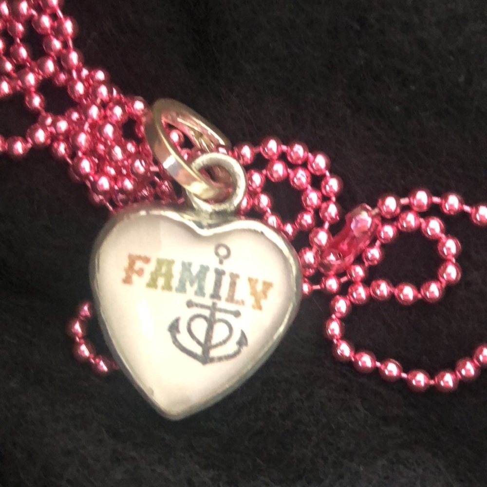 Family/ I love you more glass charm necklace